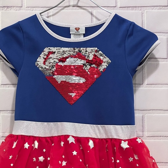 SUPERGIRL short sleeve red&blue dress /size M (7-8) - Picture 2 of 5